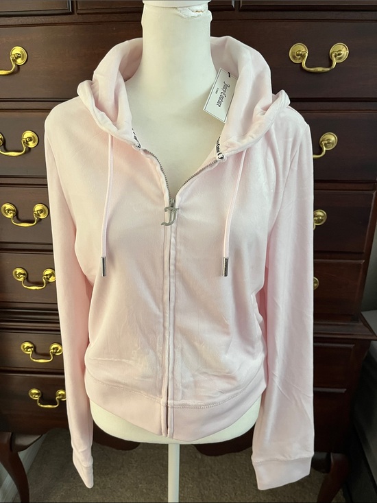 Juicy Couture Tops - NWT Juicy Couture Pale Pink Zip Hoodie with Drawstrings
